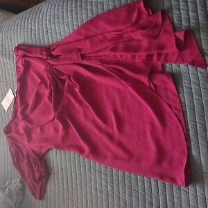 NWT  One Shoulder Burgandy Faux Wrap Dress.